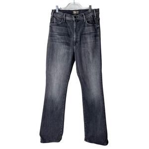 Mother The Hustler Heel Jeans 32 Magic 8 Ball Washed Black High Rise Flare